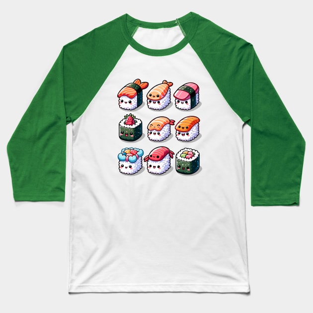 Sushi Lover Baseball T-Shirt by HaniDesign